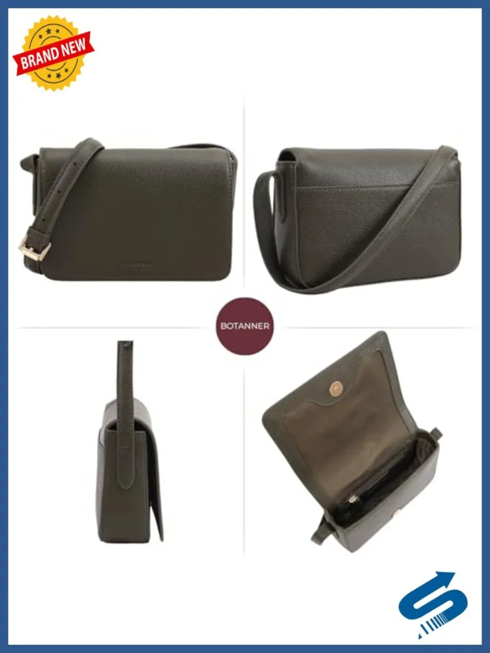 Genuine Leather Crossbody Satchel with Adjustable Strap